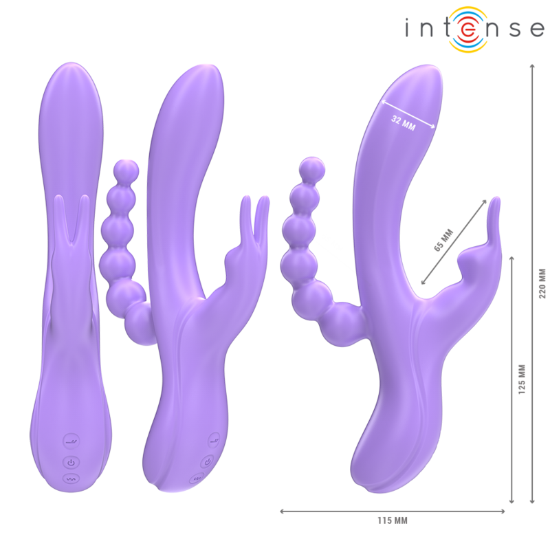 INTENSE - MIKO DREIFACHVIBRATOR RABBIT & STIMULATOR & ANAL 7 VIBRATIONEN LILA
