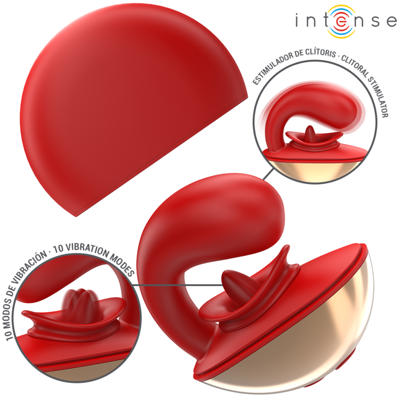 INTENSE - MARIAH U-SHAPED VIBRATOR &amp; STIMULATOR 10 VIBRATIONS RED