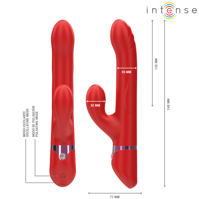 INTENSE - LELE MULTIFUNKTIONSVIBRATOR ROTIEREND & OSZILLATION & STIMULATION ROT
