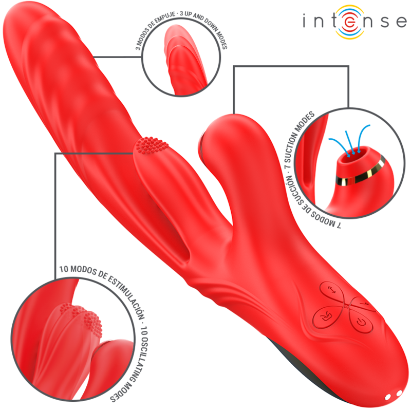 INTENSE - KAROL MULTIFUNCTION VIBRATOR SHOCK &amp; STIMULATION &amp; STIMULATING WAVES RED