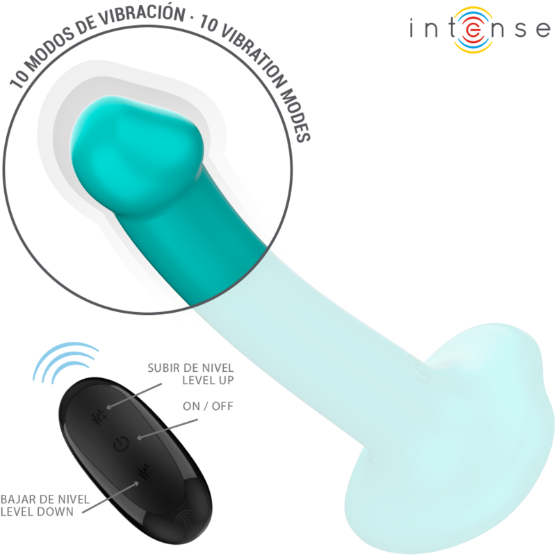 INTENSE - KATIE VIBRATOR WITH SUCTION CUPS 10 VIBRATIONS BLUE REMOTE CONTROL
