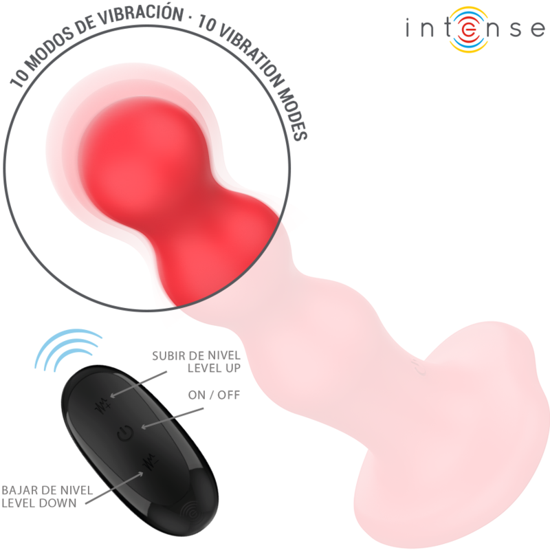 INTENSE - CODY VIBRATOR WITH SUCTION CUPS RED REMOTE CONTROL