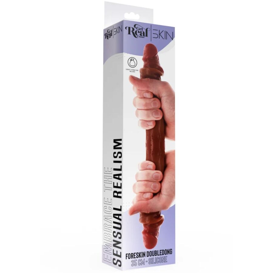 GET REAL - DOPPELENDES SILIKON-DILDO KARAMELL 35 CM