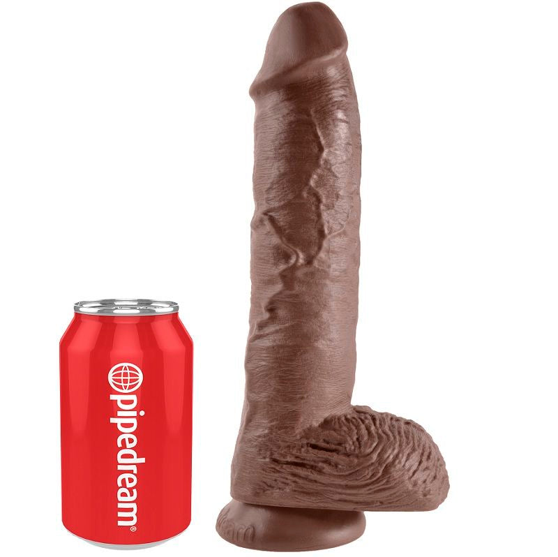 KING COCK - 10 DILDO BROWN WITH EGGS 25.4 CM