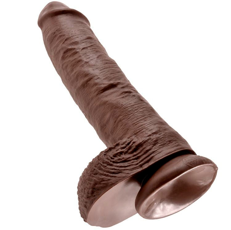 KING COCK - 10 DILDO BROWN WITH EGGS 25.4 CM