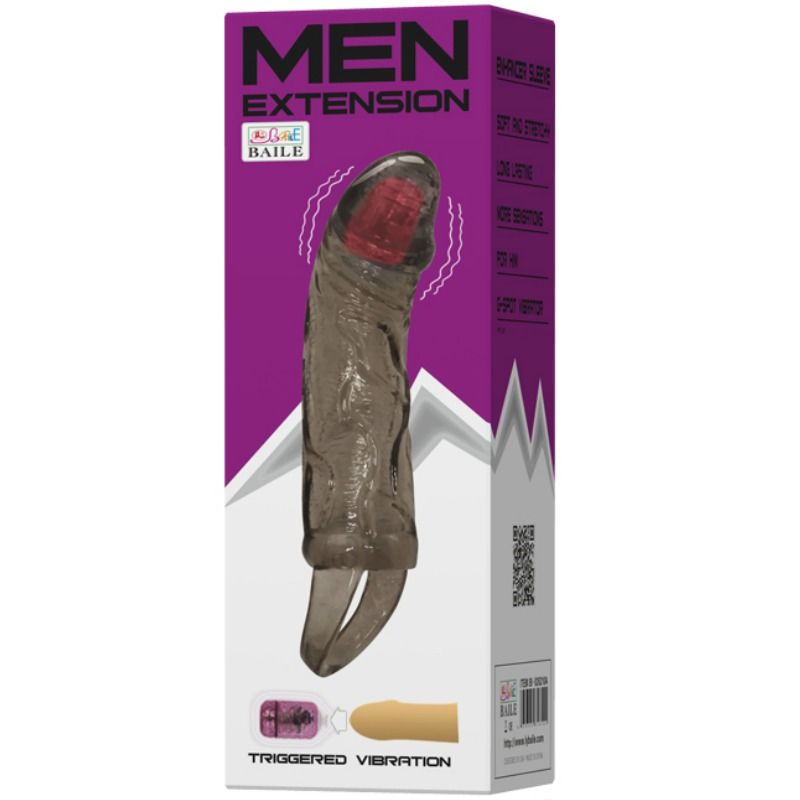 BAILE - PENIS EXTENSION SLEEVE WITH VIBRATION AND STRAP FOR TESTICLES 13.5 CM