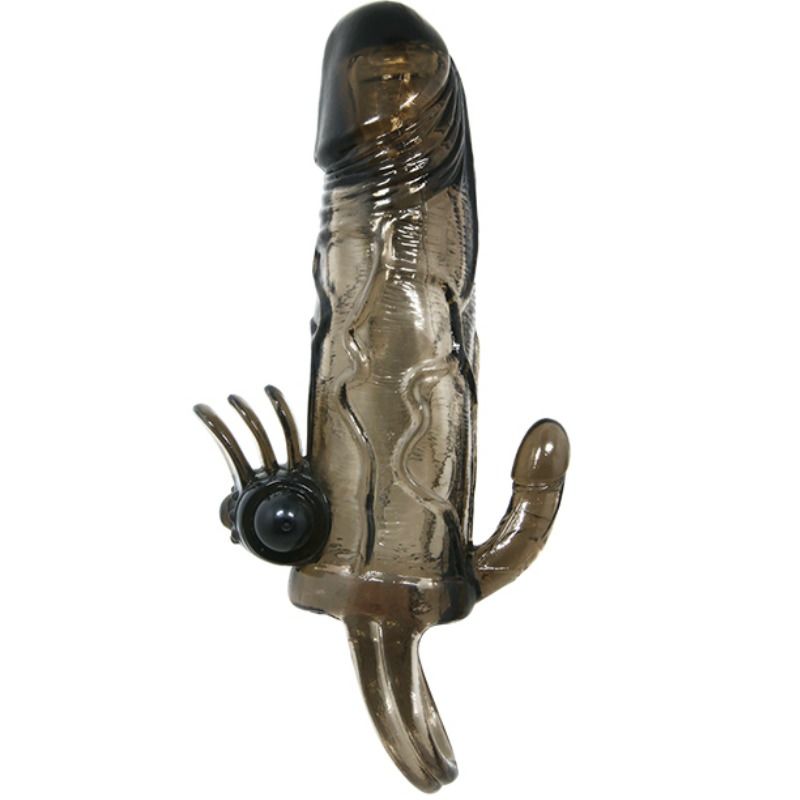 BAILE - BRAVE MAN PENIS SHELL WITH CLITORAL AND ANAL StimULATION DOUBLE BALL BLACK 16.5 CM
