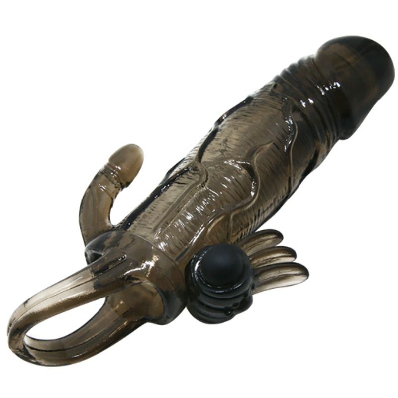 BAILE - BRAVE MAN PENIS SHELL WITH CLITORAL AND ANAL StimULATION DOUBLE BALL BLACK 16.5 CM