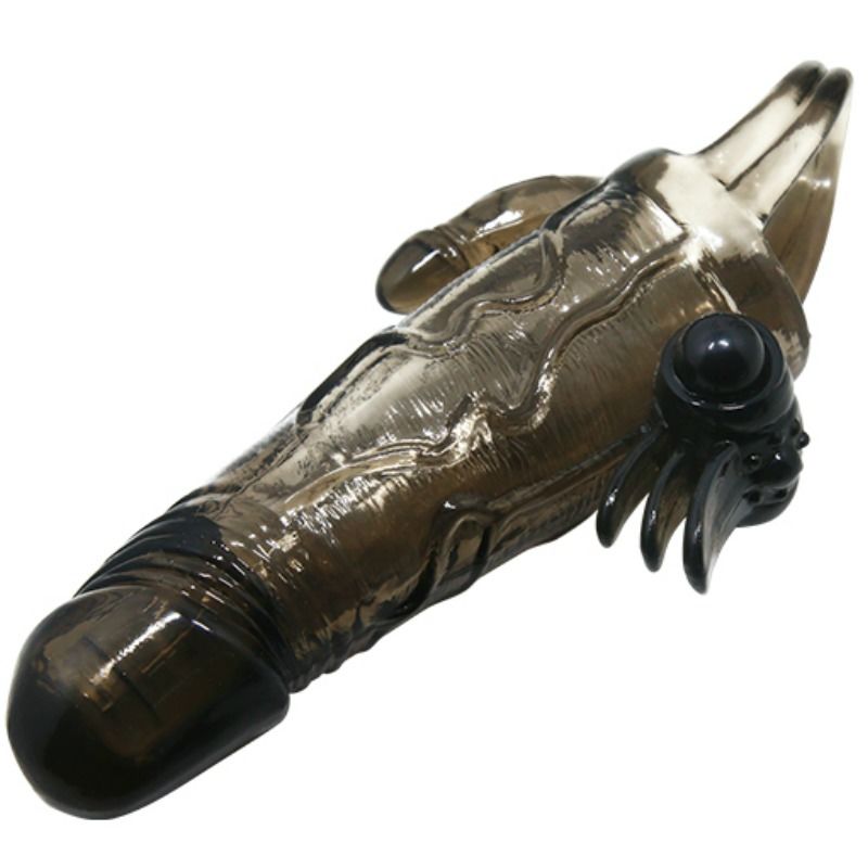 BAILE - BRAVE MAN PENIS SHELL WITH CLITORAL AND ANAL StimULATION DOUBLE BALL BLACK 16.5 CM