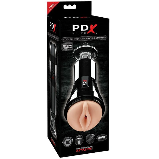 PDX ELITE - VIBRANT STROKER WITH TAP COMPRESSOR