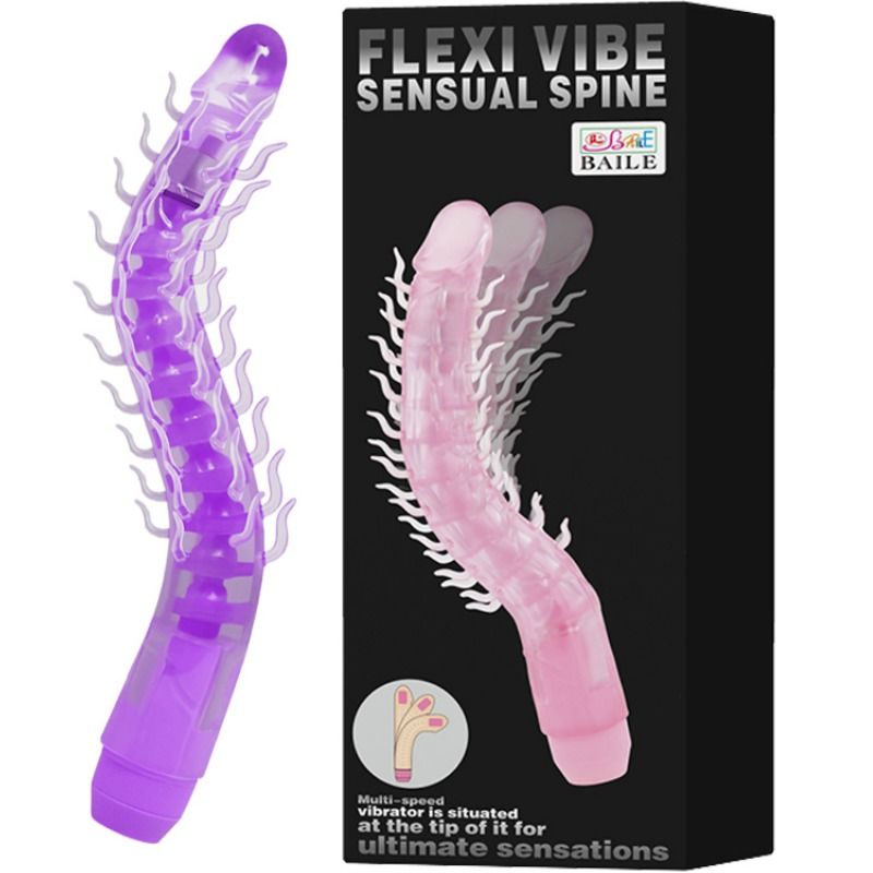 BAILE - FLEXI VIBE SENSUAL SPINE BENDABLE VIBRATORY DILDO LILATRIC 23.5 CM