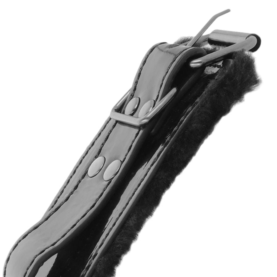 DARKNESS - BLACK, ADJUSTABLE LEATHER HANDCUFFS WITH CLOSURE LOCK