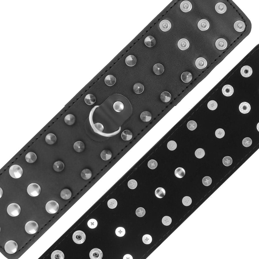 DARKNESS - SKULLS AND BONES BLACK HANDCUFFS WITH SPIKES
