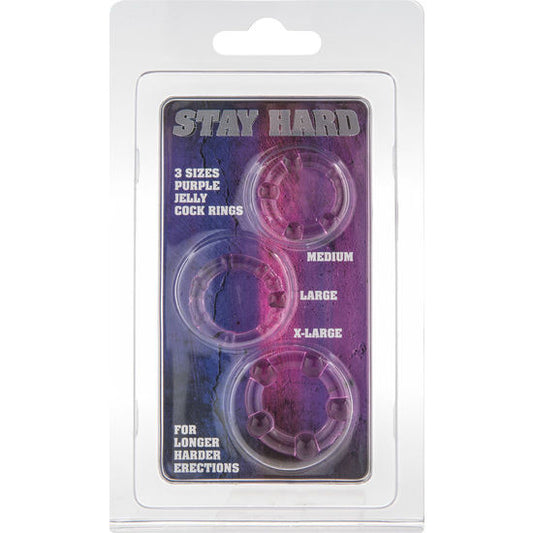 SEVEN CREATIONS - SET OF THREE PURPLE PENIS RINGS