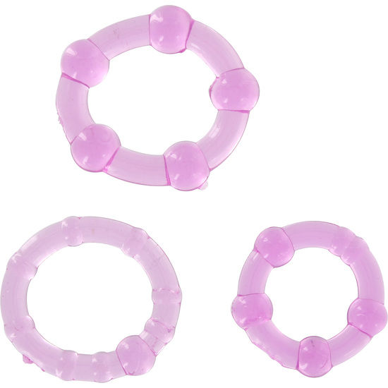 SEVEN CREATIONS - SET OF THREE PURPLE PENIS RINGS
