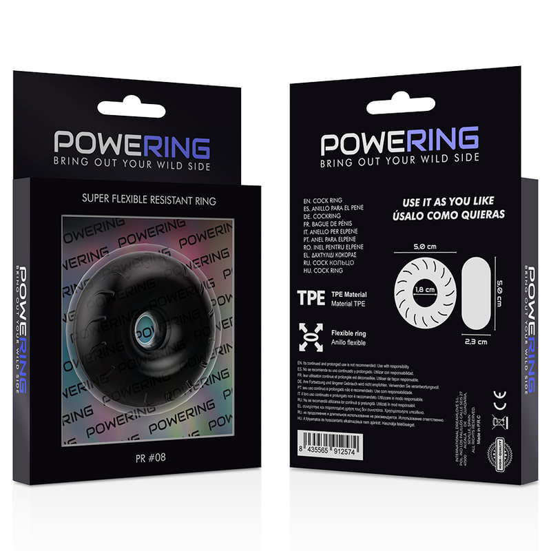POWERING - SUPER FLEXIBLE AND DURABLE PENIS RING 5CM PR08 BLACK
