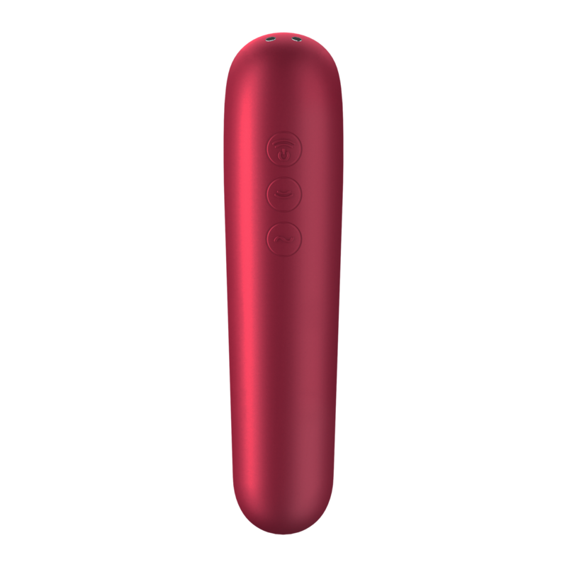 SATISFYER - DUAL LOVE VIBRATOR AND SUCTION COOLER WITH PULSED AIR RED