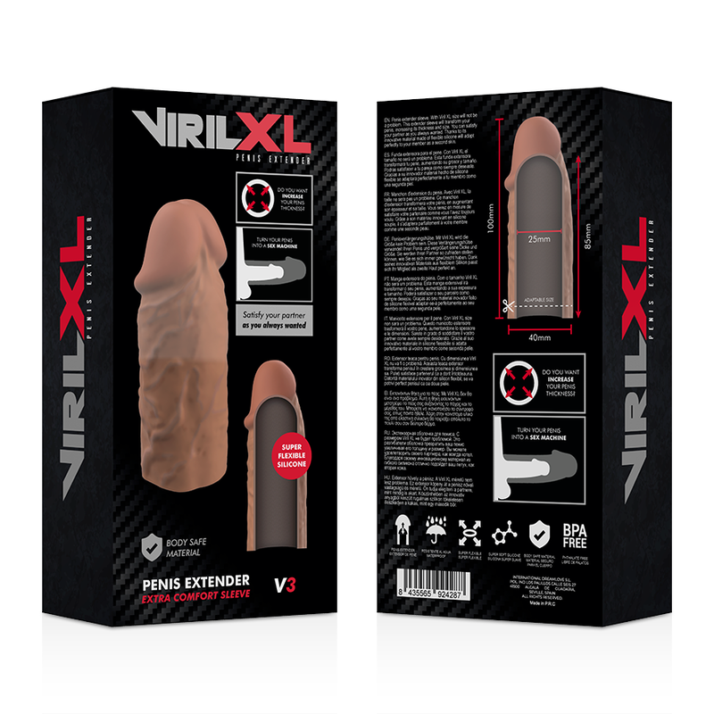 VIRLXL - LIQUID SILICONE V3 BROWN PENIS EXTENSION