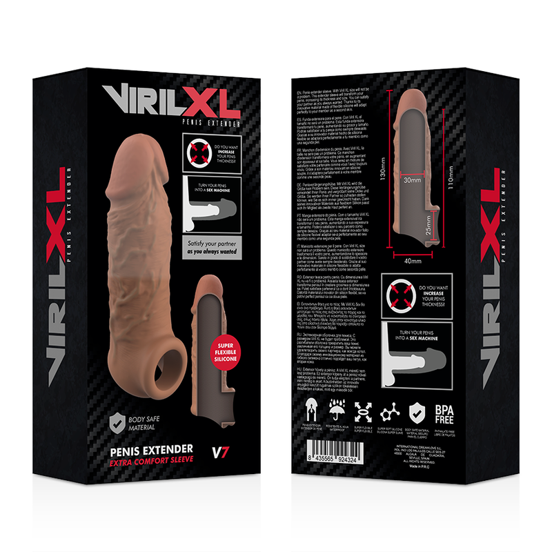 VIRLXL - LIQUID SILICONE V7 BROWN PENIS EXTENSION