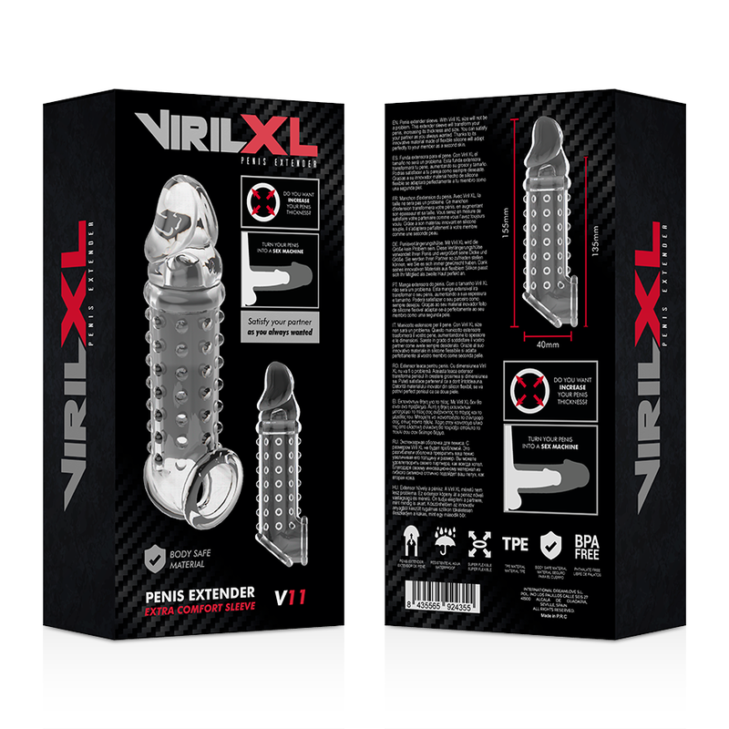 VIRLXL - PENIS EXTENSION AND SLEEVE V11 TRANSPARENT