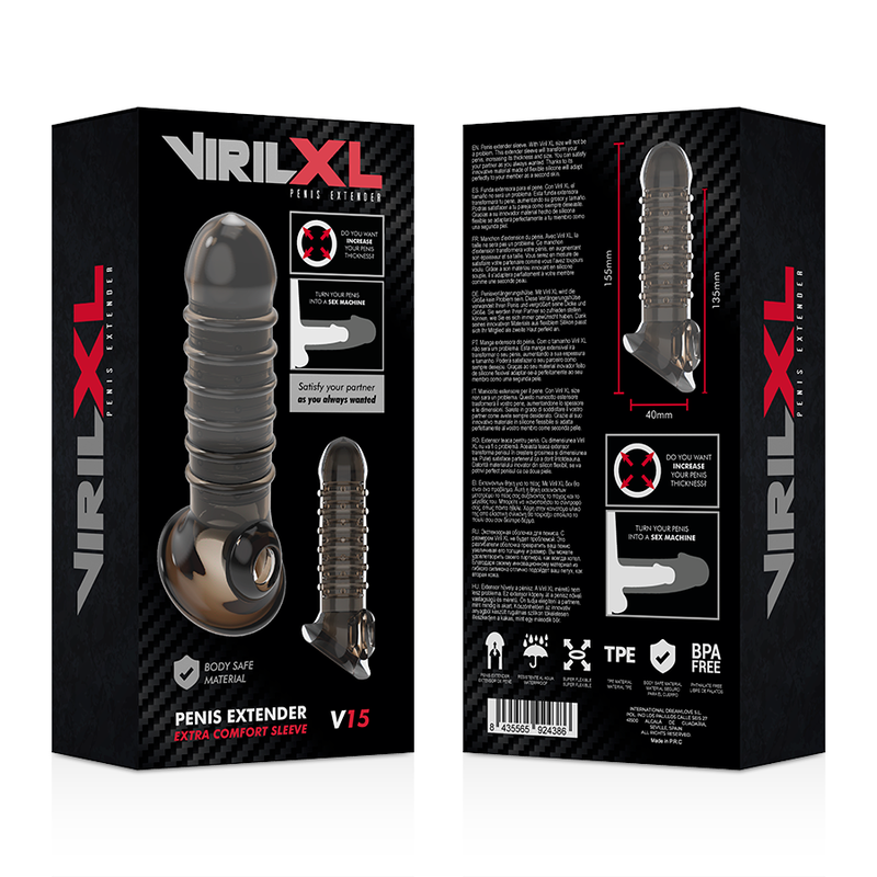 VIRLXL - PENIS EXTENSION AND SLEEVE V15 BLACK